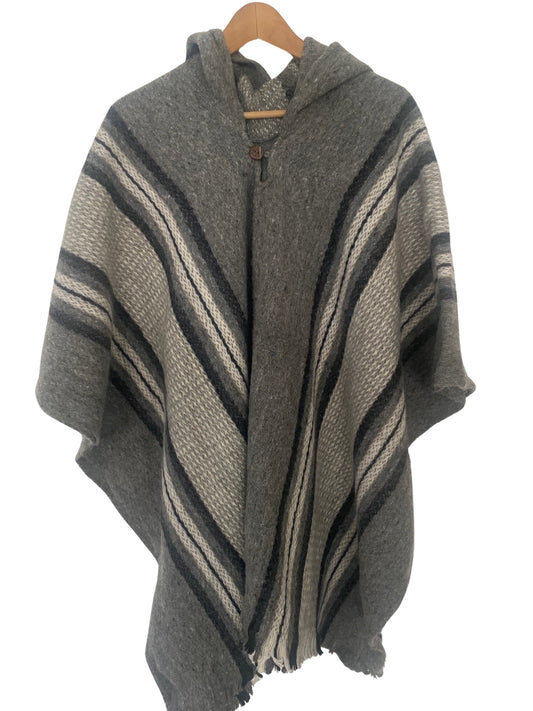 Hooded Sheep Wool Poncho