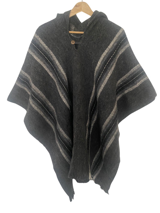 Hooded Sheep Wool Poncho