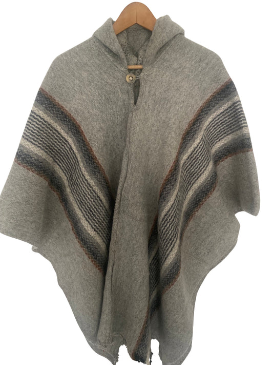 Hooded Sheep Wool Poncho