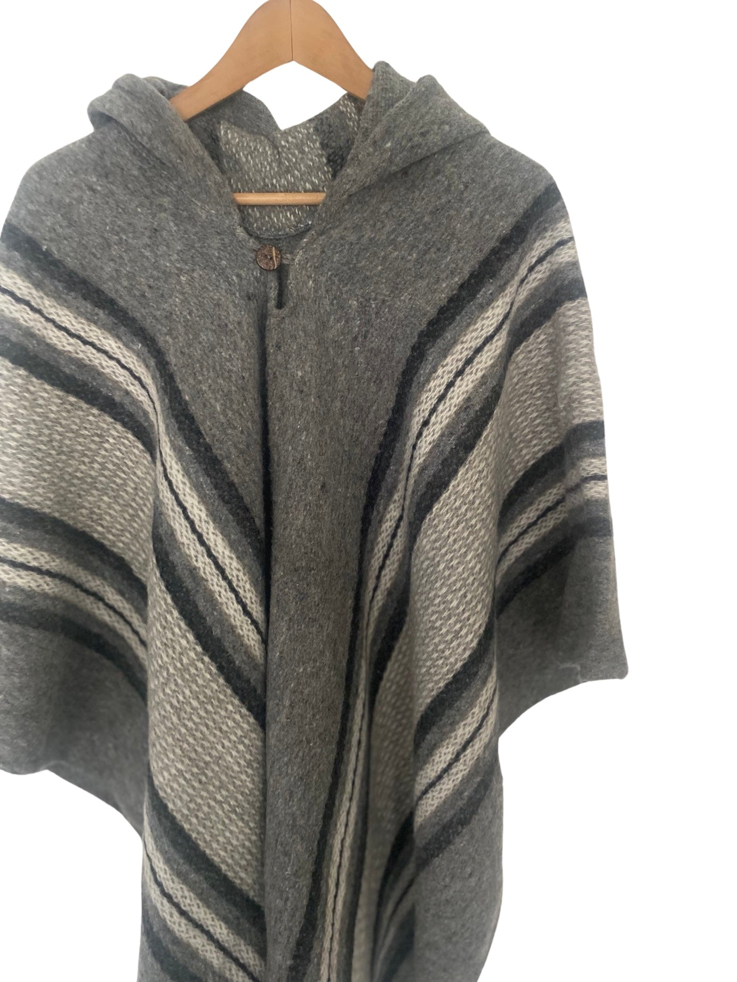 Hooded Sheep Wool Poncho