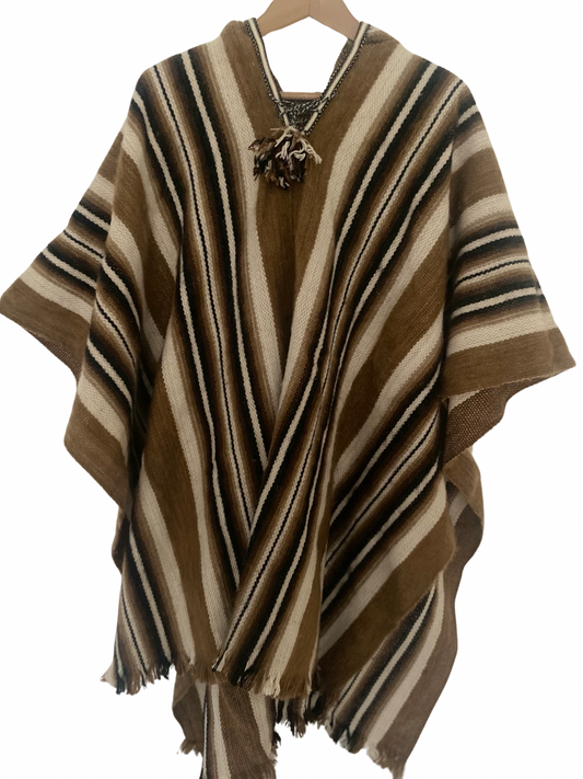 Hooded Sheep Wool Poncho